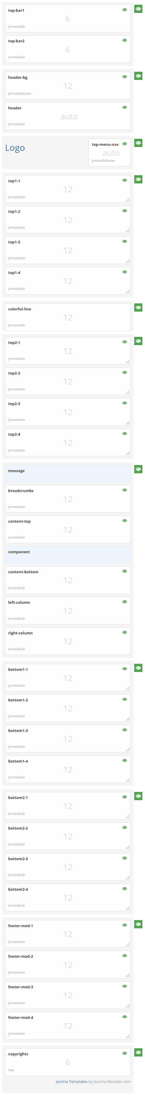 Module positions for extra small screen Module positions for extra small screen
